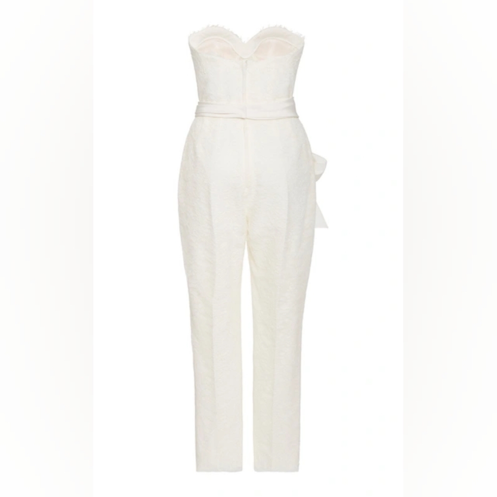 Sz 6 NWT $3990 Carolina Herrera Lourdes bridal lace jumpsuit with belt - Picture 2 of 9